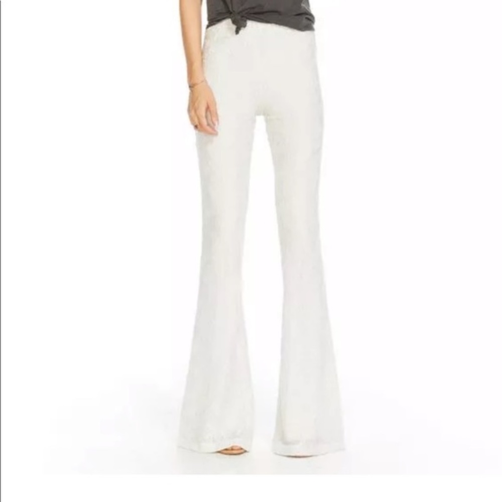 CHASER Lace Bell Bottoms Flares Salt Ivory Large NWT - Picture 2 of 7